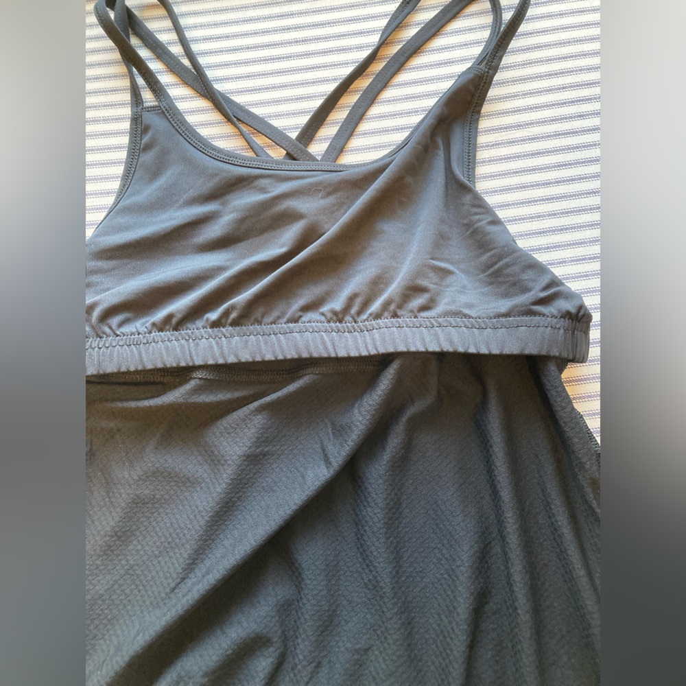 Champion Black Strappy Athletic Tank Top w/Drawstring Waist/Shelf Bra Size Large - Picture 5 of 11